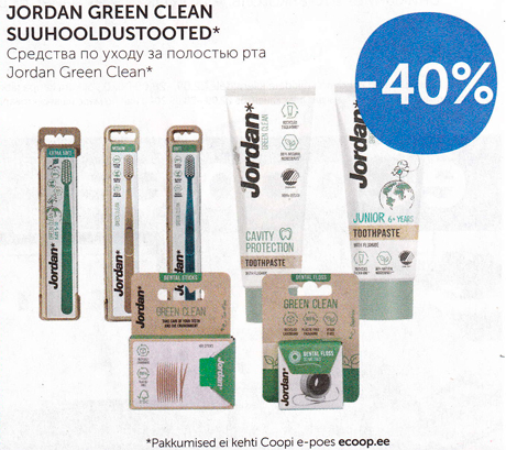 СРЕДСТВА ПО УХОДУ ЗА ПОЛОСТЬЮ РТА JORDAN GREEN CLEAN*  -40%