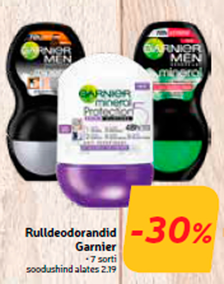 Дезодоранты Garnier  -30%

