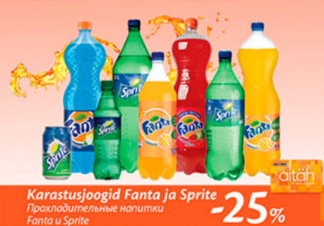 Прохладительные напитки Fanta и Sprite  -25%
