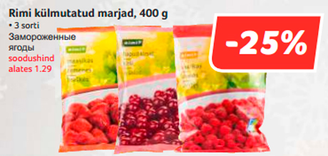 Rimi külmutatud marjad, 400 g  -25%