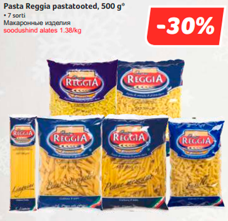 Pasta Reggia pastatooted, 500 g*  -30%