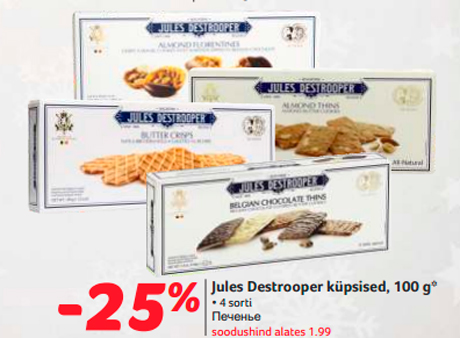 Jules Destrooper küpsised, 100 g*  -25%