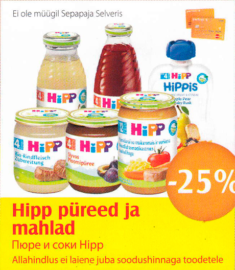 Hipp püreed ja mahlad  -25%