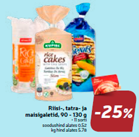 Riisi-, tatra- ja maisigaletid, 90 - 130 g -25%