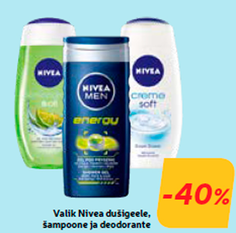 Valik Nivea dušigeele, šampoone ja deodorante -40%