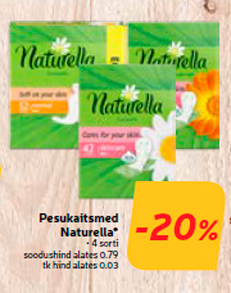 Pesukaitsmed Naturella* -20%