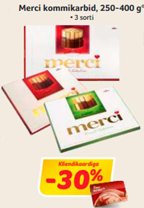 Коробки конфет Merci, 250-400g *  -30%
