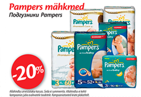 Pampers mähkmed  -20%