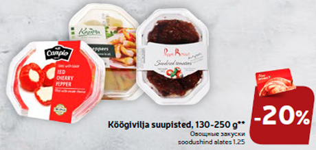 Köögivilja suupisted, 130-250 g**  -20%