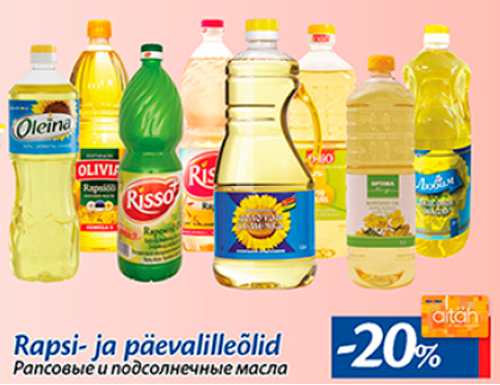 Rapsi- ja päevalilleõlid  -20%