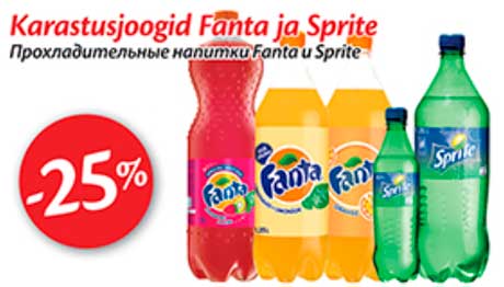 Прохладительные напитки Fanta и Sprite -25%