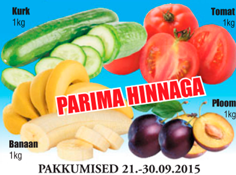 Kurk, Tomat, Banaan, Ploom 1 kg  - PARIMA HINNAGA