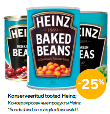 Konserveeritud tooted Heinz  -25%
