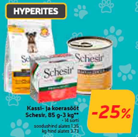 Kassi- ja koerasööt Schesir, 85 g-3 kg**  -25%
