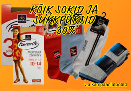 KÕIK SOKID JA SUKKPÜKSID  -30%
