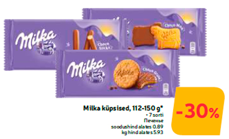 Milka küpsised, 112-150 g*  -30%