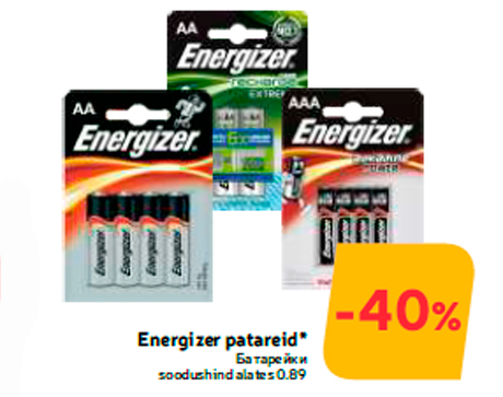 Energizer patareid*  -40%