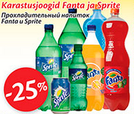 Karastusjook Fanta ja Sprite  -25%