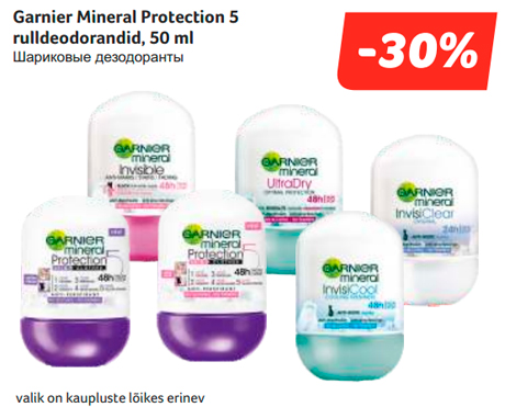 Garnier Mineral Protection 5 rulldeodorandid, 50 ml  -30%