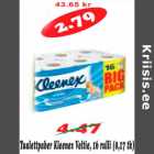 Tualettpaber Kleenex Veltie, 16 rulli