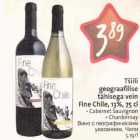 Tšiili geograafilise tähisega vein Finе Chile, 13%,75сl . Cabernet Sauvignon . Chardonnay