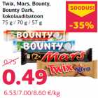 Шоколадный батончик Twix, Mars, Bounty,
Bounty Dark