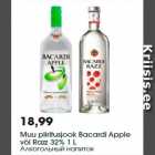 Allahindlus - Muu piiritusjook Bacardi Apple
või Razz 32% 1 L