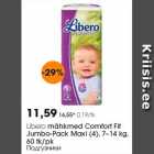 Allahindlus - Libero mähkmed Comfort Fit
Jumbo-Pack Maxi (4), 7–14 kg,
60 tk/pk