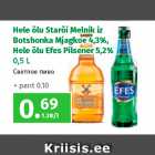 Hele õlu Starõi Melnik iz
Botshonka Mjagkoe 4,3%,
Hele õlu Efes Pilsener 5,2%
0,5 L