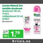 Garnier Mineral 3in1
Invisible deodorant