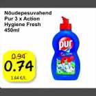 Nõudepesuvahend Pur 3 x Action Hygiene Fresh 450 ml