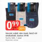 Meeste sokid, värv must, beež või sinakashall, suurus 39-46