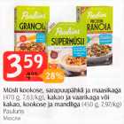 Allahindlus - Müsli kookose, sarapuupähkli ja maasikaga (470 g), kakao ja vaarikaga või kakao, kookose ja mandliga (450 g)