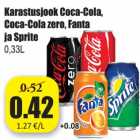 Allahindlus - Karastusjook Coca-Cola,
Coca-Cola zero, Fanta
ja Sprite
0,33L 