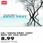 Allahindlus - CD "Arvo pärt.Very best of 2cd 2010"