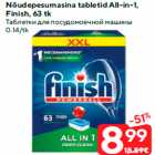 Allahindlus - Nõudepesumasina tabletid All-in-1,
Finish, 63 tk
