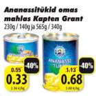 Allahindlus - Ananassitükid omas mahlas Kapten Grant 230g/140g ja 565g/340g