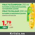 Allahindlus - FRUCTIS ŠAMPOON 250 ml
kuivadele ja kahjustatud juustele,
normaalsetele juustele
FRUCTIS PALSAM 200 ml
kuivadele ja kahjustatud juustele