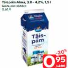 Allahindlus - Täispiim Alma, 3,8 - 4,2%, 1,5 l
