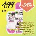 Allahindlus - Deodorant Women Black-White-Color .rulldeodorant, 50 ml .pihustatav deodorant, 150 ml