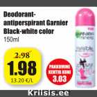 Allahindlus - Deodorant antiperspirant Garnier Black-white color 150 ml