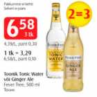 Allahindlus - Toonik Tonic Water või Ginger Alec Fever Tree, 500 ml