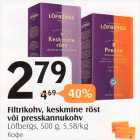 Filtrikohv, keskmine röst või presskannukohv
