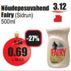 Allahindlus - Nõudepesuvahend
Fairy (Sidrun)
500ml
