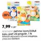 Аnsmann pehme lооm/öötuli karu, part või pingviin, 1 tk