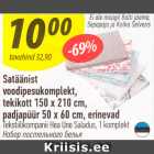 Satäänist voodipesukomplekt, tekikott 150 x 210 cm, padjapüür 50 x 60 cm, erinevad