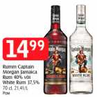 Allahindlus - Rumm Captain
Morgan Jamaica
Rum 40% või
White Rum 37,5%