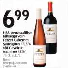 USA geograafilise tähisega vein Fetzer Cabernet Sauvignon 13,5% või Gewürtztraminer 12%* 75 cl