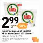 Nõudepesumasina kapslid All in One Green või Lemon*