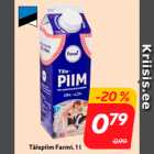 Молоко цельное Farmi, 1 л